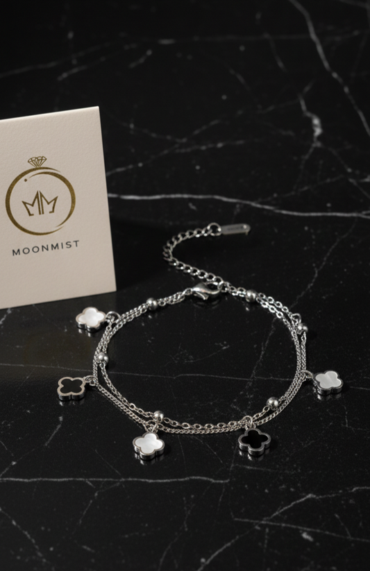 Dual-Strand Clover Charm Bracelet
