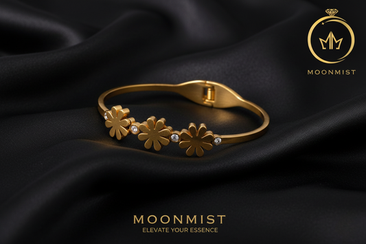 Triple Flower Gold Bangle