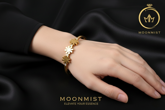 Triple Flower Gold Bangle