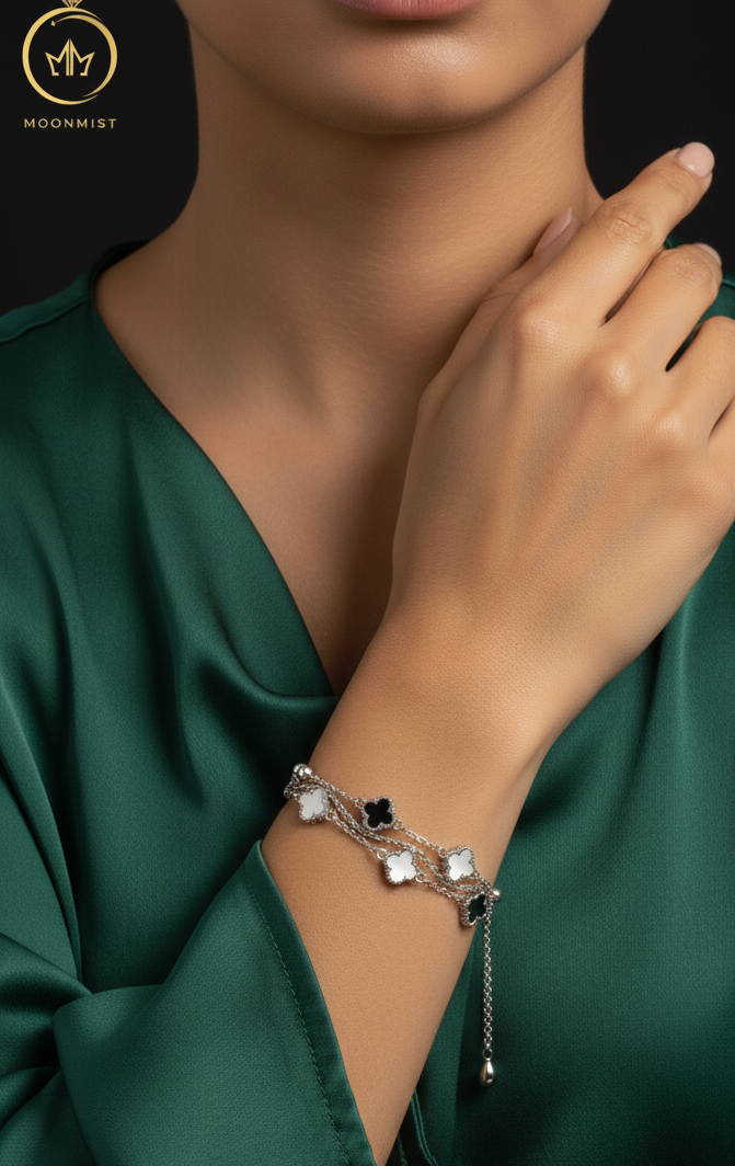 Dual-Strand Clover Charm Bracelet