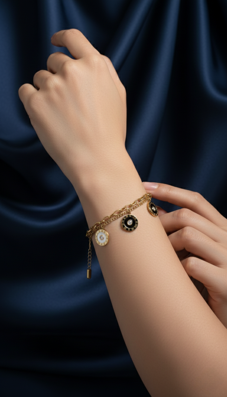 Crystal Layered Gold Bracelet