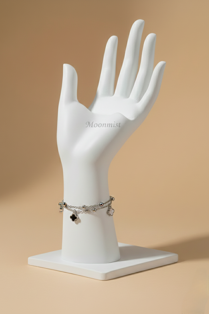 Dual-Strand Clover Charm Bracelet